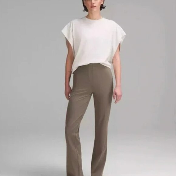Lululemon Smooth Fit Pull-on High Rise Pants Sweat Wicking Size 12 Color Tan